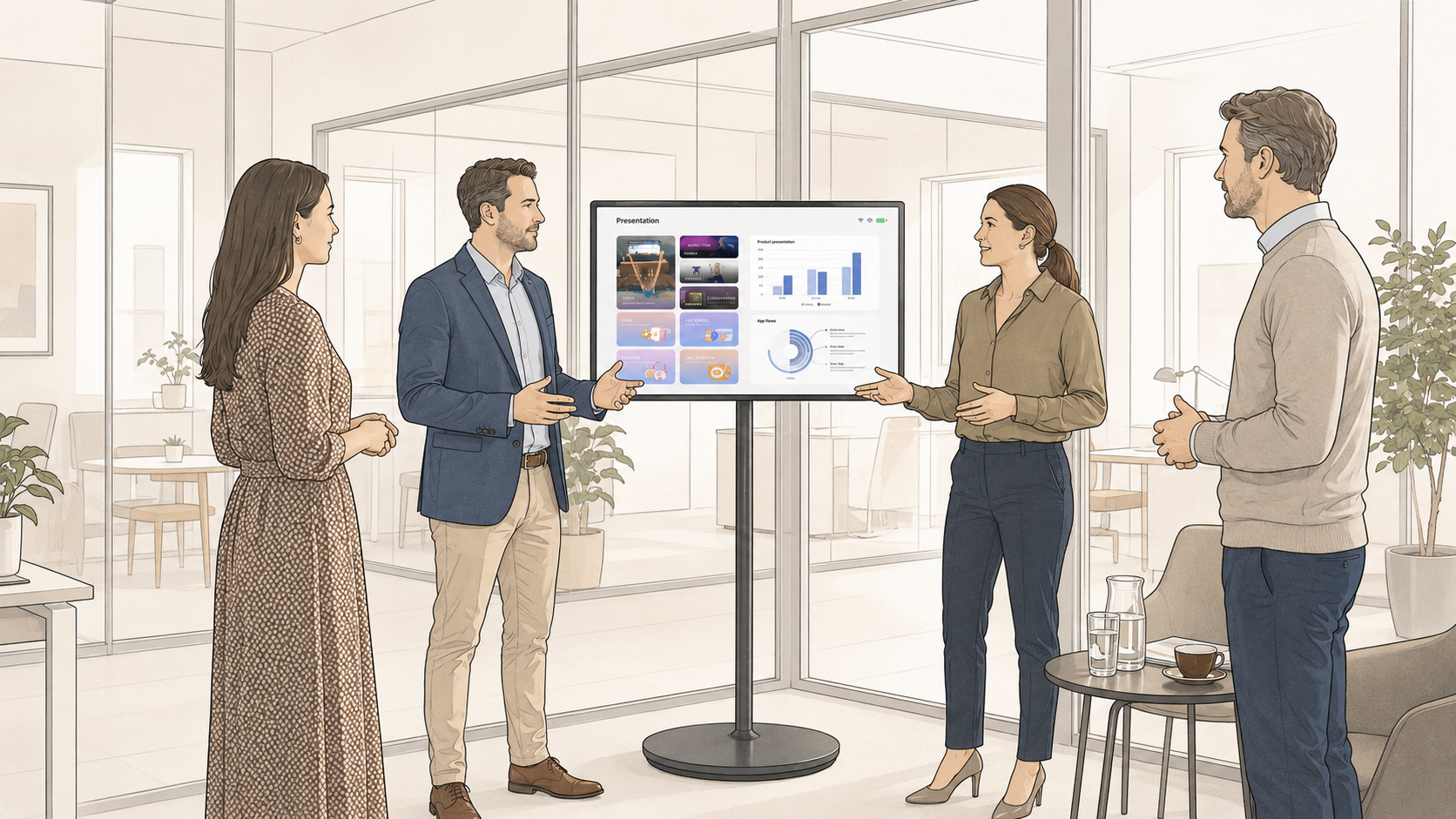 Illustratieve vergaderruimte met Mobile Display